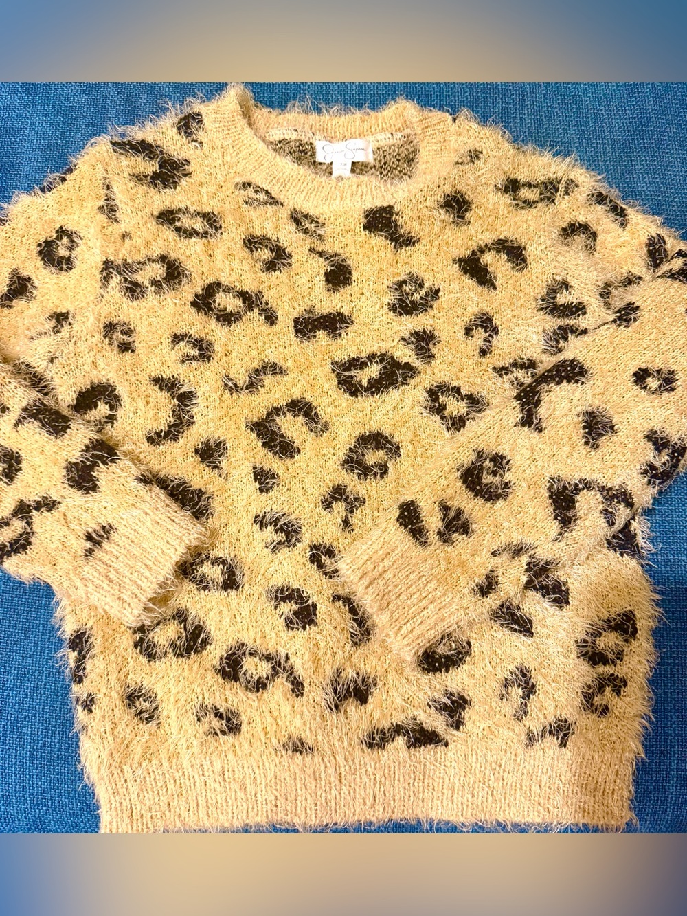 Jessica Simpson Leopard Print fuzzy sweater girls size 7